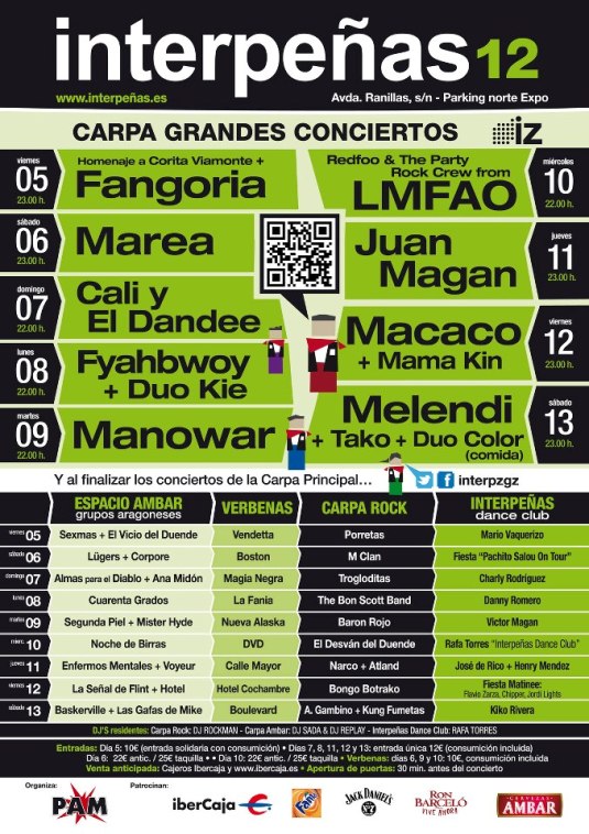 cartel conciertos interpeñas 2012 fiestas del pilar