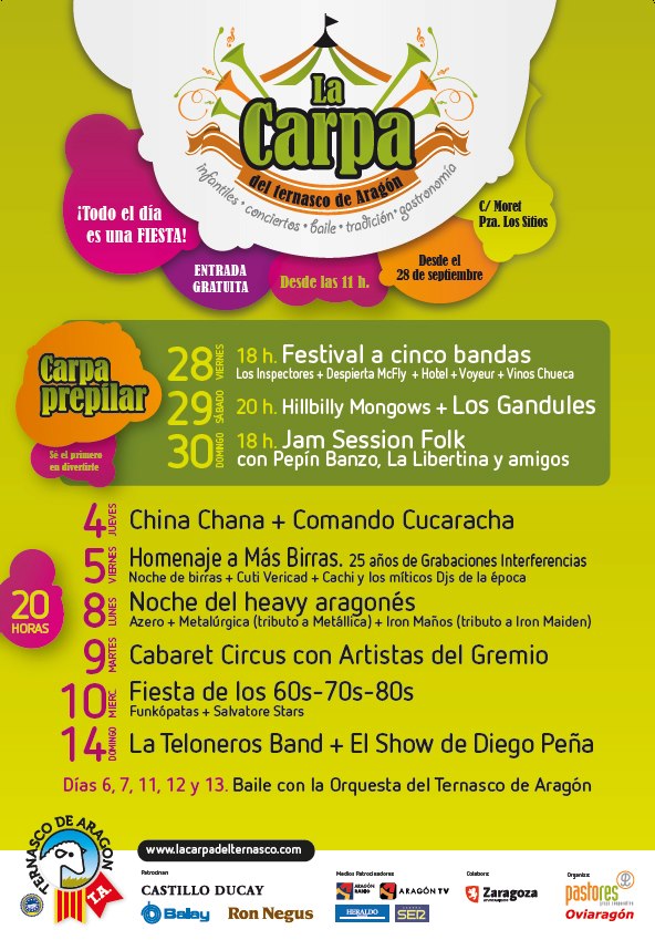 conciertos carpa del ternasco fiestas del pilar 2012 zaragoza