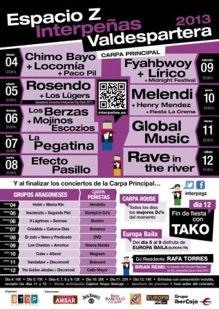 Cartel conciertos Interpeñas Espacio Z Pilar 2013